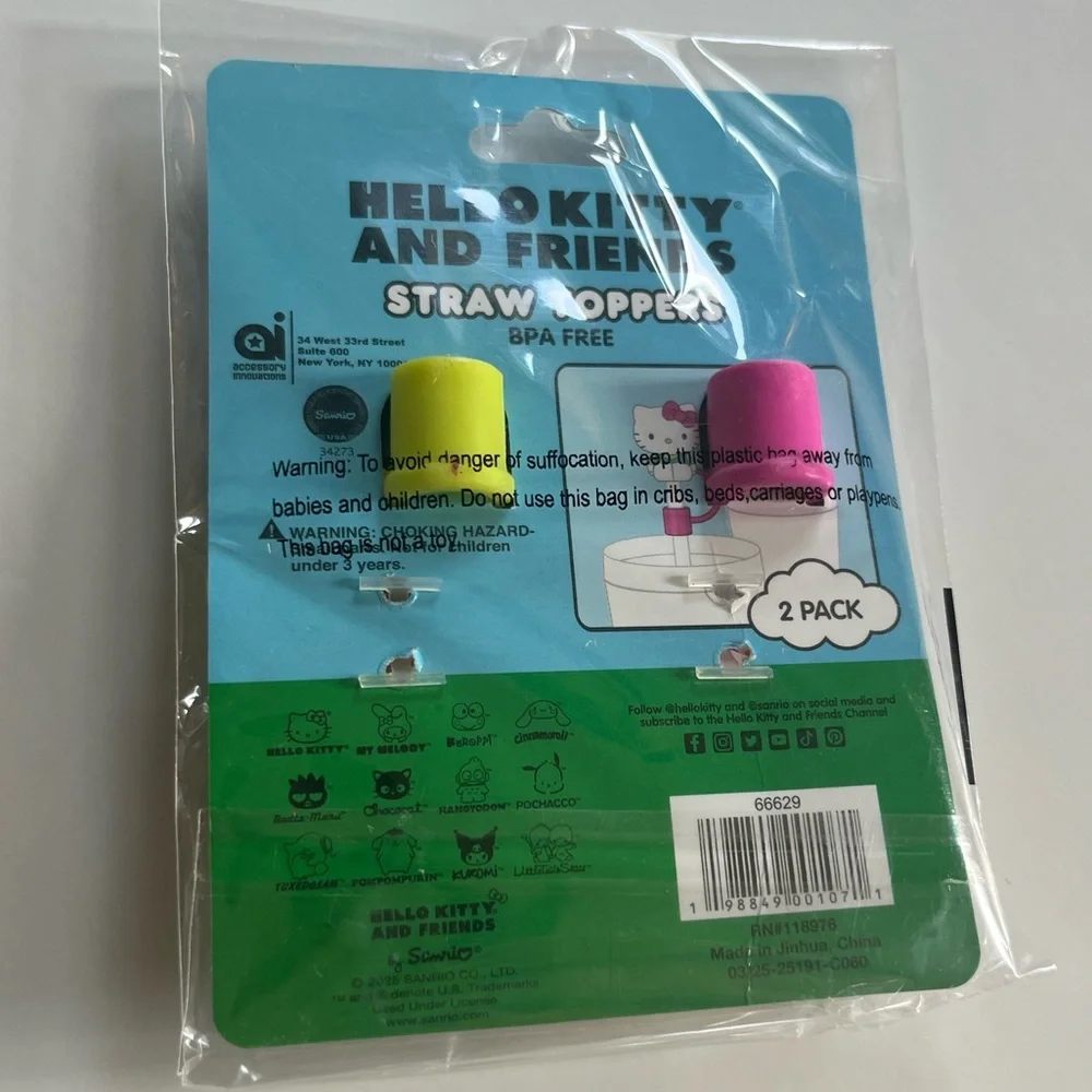 Hello Kitty Snack Bag Set - Pink, Teal & White & Straw cover set